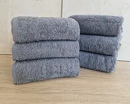 Набір турецьких махрових однотонних рушників Gulcan 6 штук 50х90 сірий Grey щільність 480 г/м2 петля 16/1 - мініатюра 3