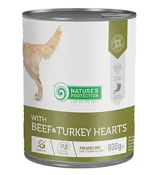 Вологий корм для собак з яловичиною та серцем індички Nature's Protection with Beef & Turkey Hearts 800 г