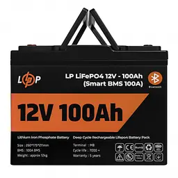 Акумулятор LogicPower LiFePO4 12V (12,8V) - 100 Ah (1280Wh) (Smart BMS 100А) - мініатюра 3