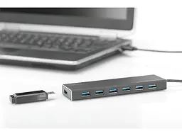 Мультипортовий адаптер Digitus Hub 7-port USB 3.0 SuperSpeed, Power Supply, Aluminum (DA-70241-1) - мініатюра 9