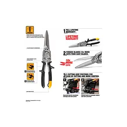 Ножиці для металу TOUGHBUILT TB-H4-60-SL, подовжені 300мм прямі - мініатюра 3