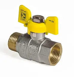Кран кульовий Koer KR.218.G - 1/2" FM ГШМ Yellow, ручка "метелик" жовта KR0036