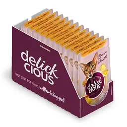 Вологий корм для кішок Delickcious Пластівці з качкою та лісовими ягодами у вершковому соусі 80 г (4820269141834) - мініатюра 2