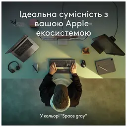 Клавіатура Logitech MX Keys S для MAC Bluetooth/Wireless UA Space Grey (920-011637) - мініатюра 2