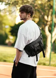 Чоловіча сумка бананка Sambag Dynamicdart чорна 38 × 21 × 7 см (80411001m) - мініатюра 2