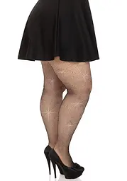 Колготки Leg Avenue Rhinestone micro net tights Plus size Black, дрібна сітка, стрази - мініатюра 2