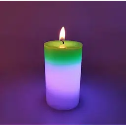 Свічка із воску з різнобарвним підсвічуванням зелена 10 см Magic Candle 7 color