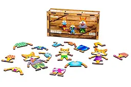 Одяг Puz-42121 "Лисички" дерев'яний, 21 елм., нар. 18х9х4.5 см PuzzleOk