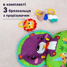Розвиваюча подушка килимок 2 в 1 Ведмедик для малюка Сolombokid м'який на підлогу з брязкальцями музичний, подушка для підтримки немовляти на підлозі - мініатюра 3