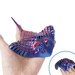Іграшка антистрес 3D друкований рухомий скат з PLA 14.5 см Фіолетовий (6901560892521) - мініатюра 3