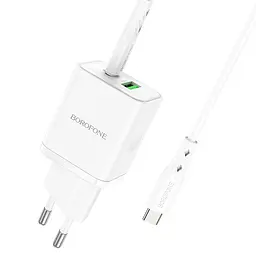 МЗП Borofone BN7 PD20W+QC3.0 (1USB-A/1C) + кабель Type-C to Type-C White - мініатюра 5