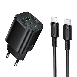 Мережевий зарядний пристрій BOROFONE BAS85A Star PD30W+QC3.0 charger set (C to C) (EU) Чорний