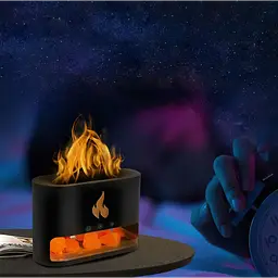 Лампа зволожувач повітря Docsal Flame 3в1 з ультразвуковим зволоженням і соляним камінням Чорний - мініатюра 3