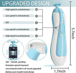 Електричний тример для нігтів KOFANI Baby - Безпечна дитяча пилочка для нігтів 18 в 1. Манікюрний набір з підсвічуванням - мініатюра 5