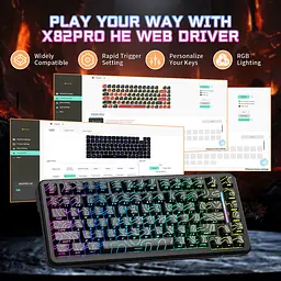 Ігрова магнітна клавіатура Attack Shark X82 Pro / Три режими підключення / Magnetic Switch / Black - мініатюра 6