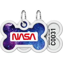 Адресник для собак і котів Waudog Smart ID з QR паспортом, NASA21, L, 40х28 мм