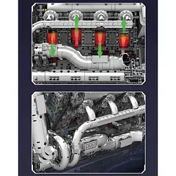 Конструктор Mould King Mking Двигун та коробка передач V8 Twin-Turbo (10168) [160730] - мініатюра 4