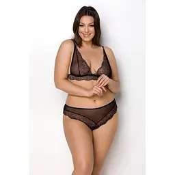 Комплект белья: бюст и трусики с кружевом Passion Amberly Set, 4XL/5XL (черный)
