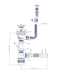 Сифон для керамічної мийки Bakimay PL 1049 3 1/2"клапан-автомат 30412 - мініатюра 3