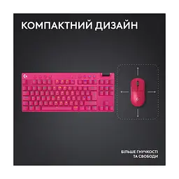 Клавіатура Logitech G PRO X TKL Lightspeed Tactile USB UA Magenta (920-012159) - мініатюра 8