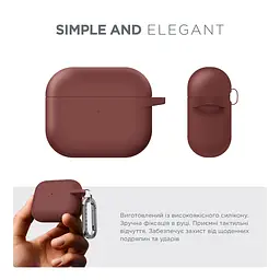 Силіконовий чохол для навушників Apple AirPods 3, Hang Case, коричневий, ультратонкий захисний кейс товщиною 2 мм, захист від подряпин, пилу та ударів, компактний, з карабіном для кріплення, ArmorStandart (ARM60323) - мініатюра 2