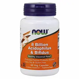 Пробіотики і пребіотики NOW 8 Billion Acidophilus & Bifidus, 60 вегакапсул