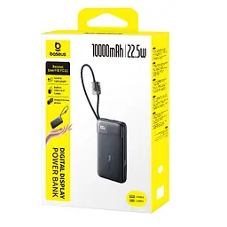 Зовнішній акумулятор Baseus EnerFill FC11 Digital Display Power Bank with Dual Built-in Cables 10000mAh 22.5W Cosmic Black (E0027R04) - мініатюра 2