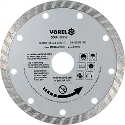 Диск відрізний алмазний VOREL TURBO Ø=125 мм (8752)