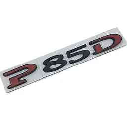 Емблема напис P85D для Tesla 128х15мм ЧОРНИЙ+ЧЕРВОНИЙ метал (на скотчі)