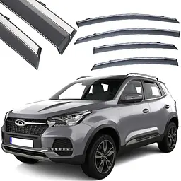 Дефлектори вікон вітровики Benke для Chery Tiggo 4/5X 2017- Хром Молдинг Нержавіюча сталь 3D (BCYT5X1723-W/S) (170-171)