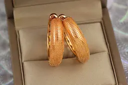 Сережки кільця Хuping Jewelry краплені 3 см 7 мм золотисті