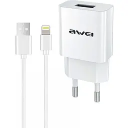 Зарядний пристрій AWEI C-832 Travel charger + Lightning cable 1USB 2.1A White - мініатюра 2