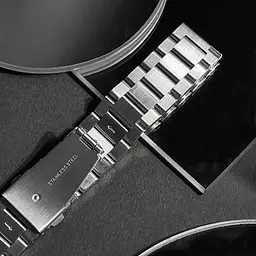 Ремінець для фітнес-браслета Xiaomi Amazfit/Samsung Stainless Steel металевий універсальний 20 мм сріблястий - мініатюра 3