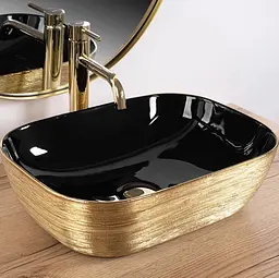 Умивальник Rea Belinda 33x46,5 black/gold brush (REA-U8780), Структурна - мініатюра 2