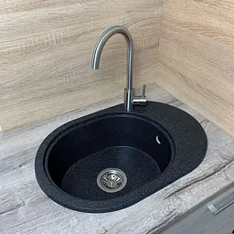 Кухонна мийка Adamant OVALE графіт 610x420x180 мм, з крилом 61 см - мініатюра 2