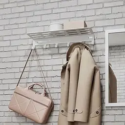 Вішак для одягу та рушників Nice & Cozy Stand з полицею та гачками білий - мініатюра 3