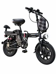 Електровелосипед Minako Mini 16" двомісний (1000W, 24Ah) + Пасажирське сидіння Чорний