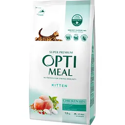 Сухий корм для кішок Optimeal для кошенят зі смаком курки 1.5 кг (4820215369664) - мініатюра 3