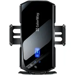 Універсальний автотримач ColorWay FlameGrip, автозажим, Wireless Charger 15W Black (CW-CHAW070Q-BK) - мініатюра 3