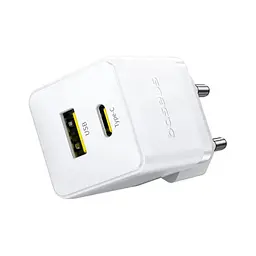 Зарядний пристрій Baseus Palm швидке заряджання USB-C + USB-A 20 Вт білий (P10111608213-00) - мініатюра 2