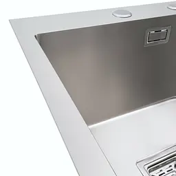 Кухонна мийка Platinum Handmade HSB 400x500x230 нержавійка (квадратний сифон 3,0/1,0), Нержавіюча сталь - мініатюра 4