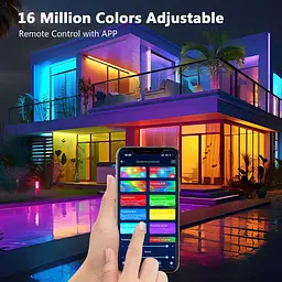 Світлодіодна стрічка 5 м, світлодіодні ліхтарі RGB з пультом дистанційного керування додатком, синхронізація кольору музики - мініатюра 8