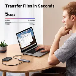 Концентратор Ugreen USB-C to 2xUSB 3.0 + 2xUSB-C CM473 gray (15395) - мініатюра 5