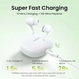 Навушники TWS UGREEN HiTune T3C Earbuds (WS207) Білі (45110) - мініатюра 4