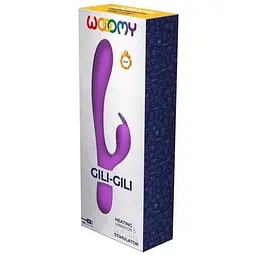 Вібратор-кролик Wooomy Gili-Gili Vibrator with Heat Purple відросток з вушками підігрів до 40°С - мініатюра 4