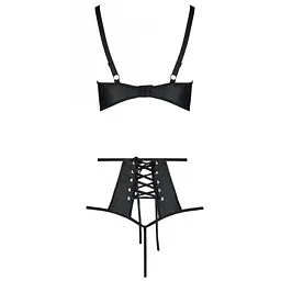 Комплект з екошкіри Passion Tamaris Set black S/M, бюстгальтер та трусики - мініатюра 4