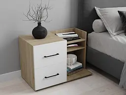 Тумба приліжкова з висувними ящиками та полицями FHT-202 Дуб Сонома/Білий