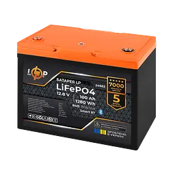 Акумулятор LP LiFePO4 12,8V - 100 Ah (1280Wh) (BMS 100A/50А) пластик Smart BT - мініатюра 2
