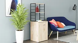 Стіл-тумба трансформер Смарт 4/2 з етажеркою Ferrum-decor 1430x1450x600 Чорний метал ДСП Дуб Сан-Марино 16 мм (FRD-105131) - мініатюра 7