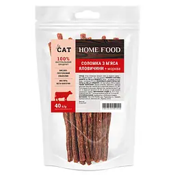 Соломка з м'яса яловичого з морквою - ласощі для котів Home Food 40 г